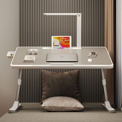 Household Small Laptop Desk Foldable Desk on Bed Multi Function Folding Mini Table Computer Desk With a Reading Lamp