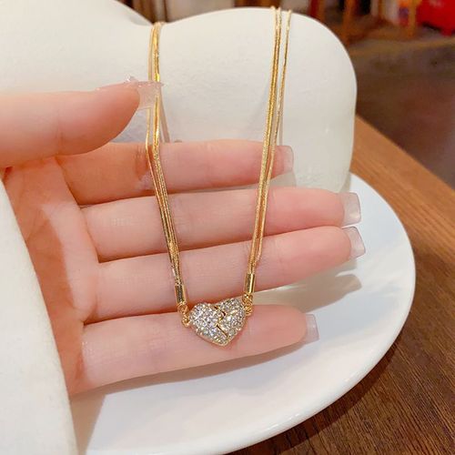 Unique Magnetic love Diamond Necklace Cubic  Love Heart-shaped Pendant Necklace with Dazzling
