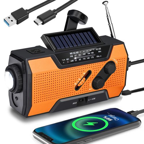50% OFF Portable Power Bank USB Charger Solar SOS Alarm Radio with AM & FM Bands NOAA Weather