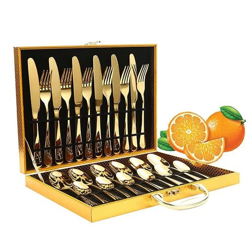 A 24-piece cutlery set, suitable for weddings, festive banquets, Christmas parties, and gift-giving.