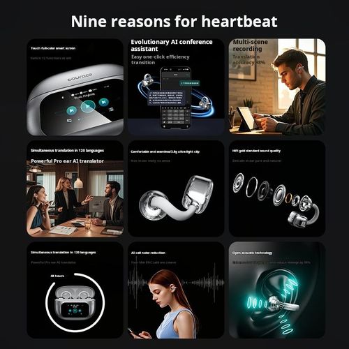 TOURACE G08 2025 New Smart AI bluetooth Headset AI Intelligent Translation Full-color Smart Screen Wireless Earphone