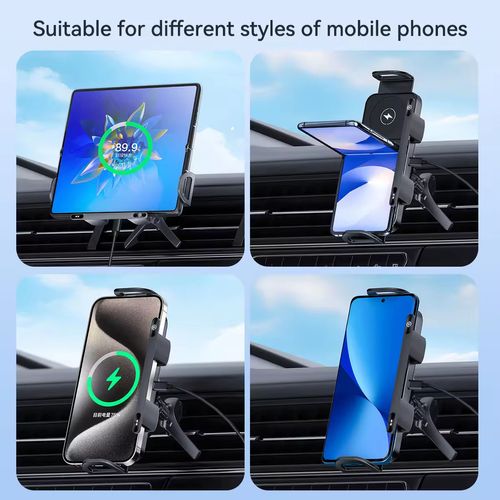 Car Wireless Charging Phone Holder, Compatible with Foldable Phones & Tablets