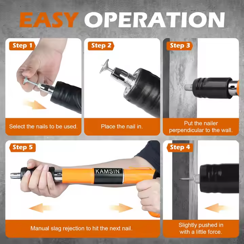 Mini Manual Steel Nail Gun for Concrete Wall | Silent Power Nailer for Ceiling & Home Renovation