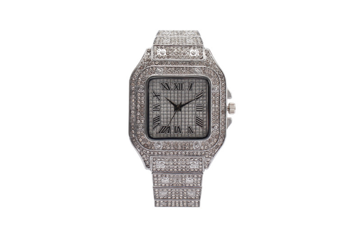 Fashion Square Moissanite - Inlaid Starry - Sky Roman Numeral Unisex Quartz Watch: Shine with Timeless Elegance