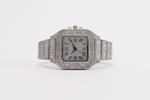 Fashion Square Moissanite - Inlaid Starry - Sky Roman Numeral Unisex Quartz Watch: Shine with Timeless Elegance