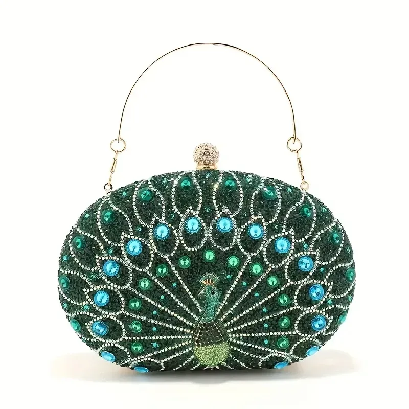 Luxury Peacock Pattern Handbag for Party Wedding