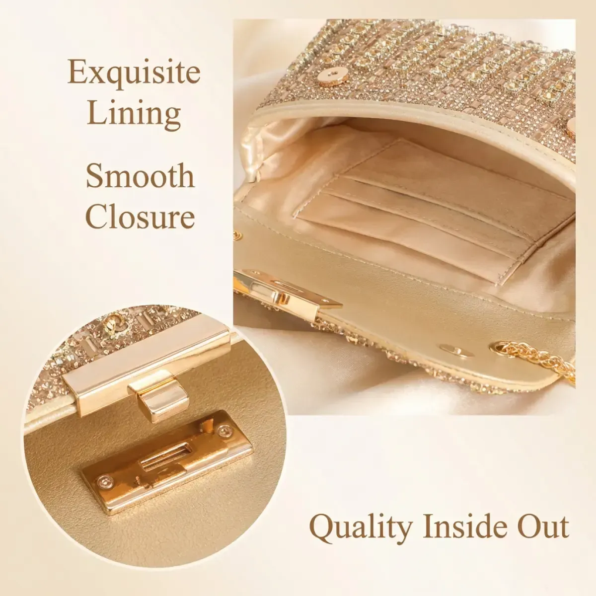 Luxury Crystal Encrusted Crossbody Clutch for Weddings and Parties