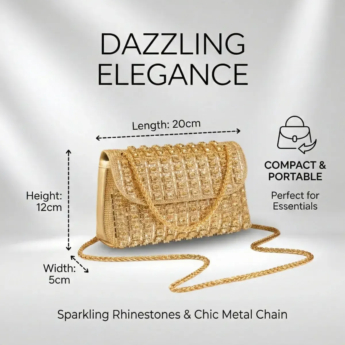 Luxury Crystal Encrusted Crossbody Clutch for Weddings and Parties