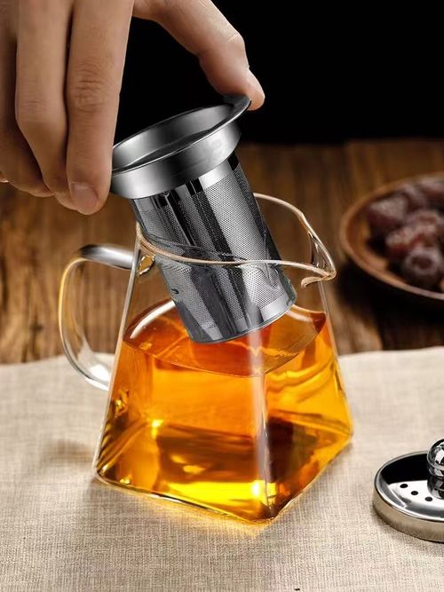 550ml Borosilicate Glass Teapot Thickened Heat Resistant with 304 Stainless Steel Infuser Diamond Shaped Clear Glass Teapot for Home Gongfu Tea Flower Tea Brewing