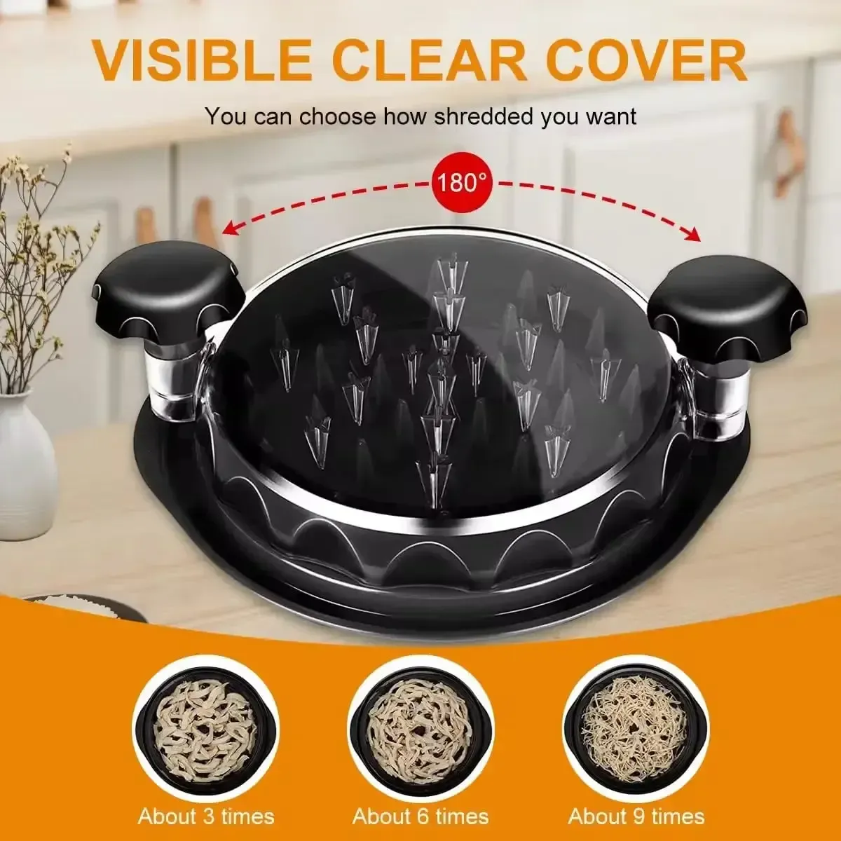 Meat Shredder Tool with Transparent Cover and Anti Slip Base for Kitchen Use