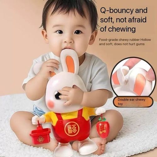 Singing and dancing electric baby toy children's singing intelligent robot practice raising head little lucky rabbit