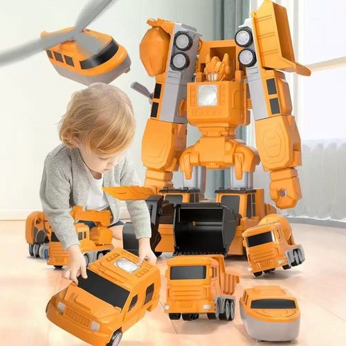Magnetic assembly car toys for children little boy educational deformation engineering car boy magnetic robot