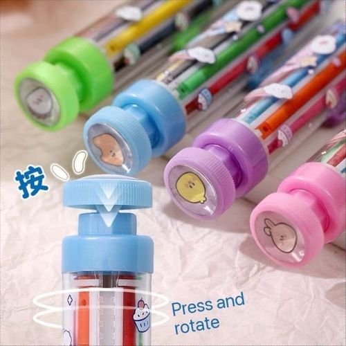 8 in 1 rotating multi-color crayons, no dirty hands crayons, portable children's plastic 8-color push crayons