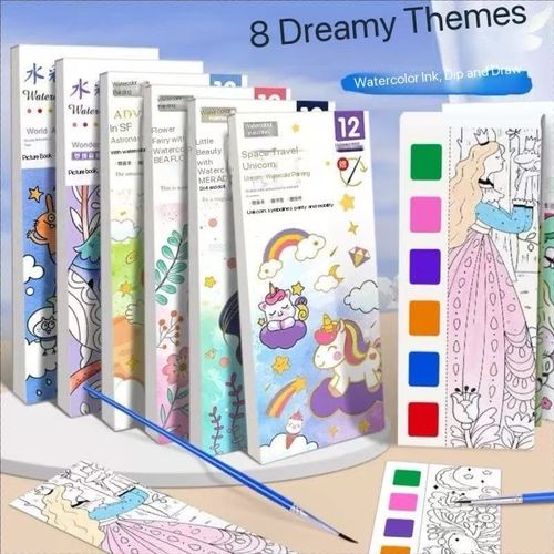 (Pack of eight)Children's watercolor coloring book note graffiti painting coloring book kindergarten with its own pigment gouache portable painting book