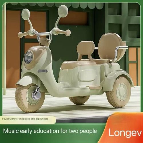 Children's electric motorcycle three-wheeled parent-child remote control baby toy car can sit two people