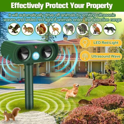 Outdoor solar ultrasonic animal repellent, mouse repellent, bird repellent, dog repellent, rabbit repellent, deer repellent, drive