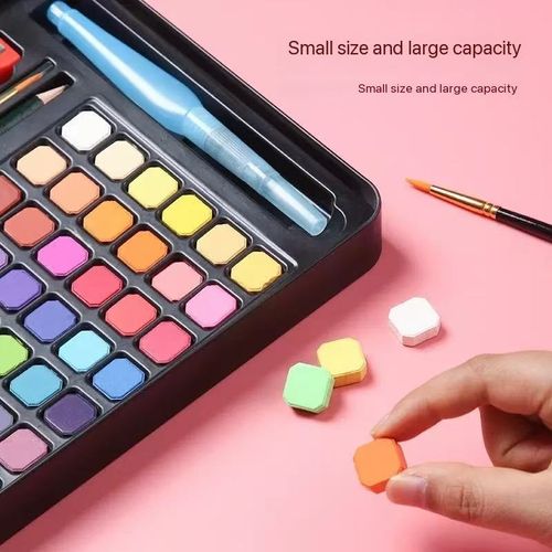 Solid watercolor paint powder set 48 colors iron box beginner 10-piece set children's DIY hand-painted