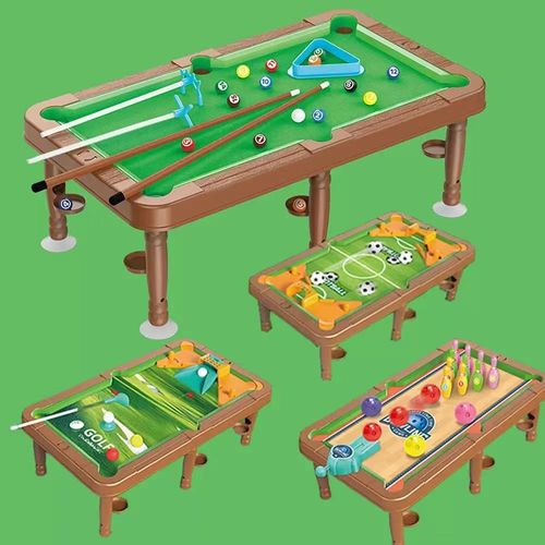 Children's billiard table, six-in-one multi-functional board game, basketball, football, indoor competition, toys for 6-12 years old