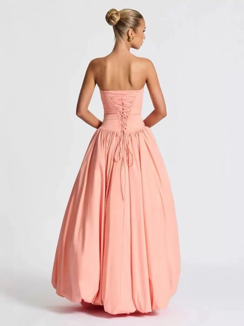 2025 Summer New Product: strapless, slit tied, slim fit, waist cinching, solid color, stylish dress, dress