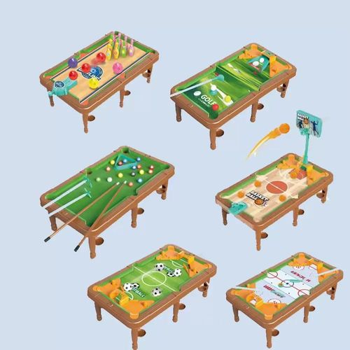 Children's billiard table, six-in-one multi-functional board game, basketball, football, indoor competition, toys for 6-12 years old