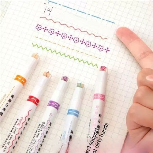(Pack of eight)Flower outline pen curve pen handbook curve color pen handbook roller lace pen special pen for handwriting newspaper
