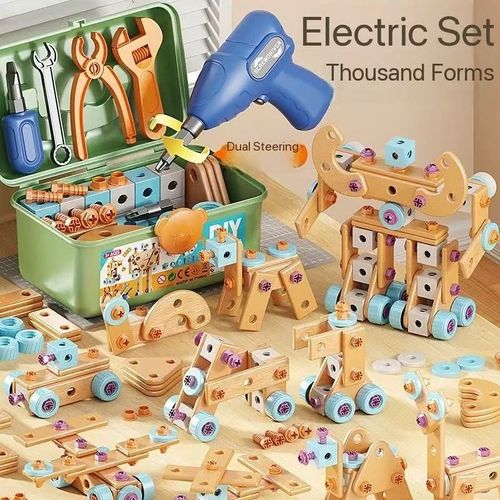 (126-piece set) Screw-tightening toy children's repair toolbox for boys, educational hands-on, detachable and assembleable electric drill and screwdriver assembly.