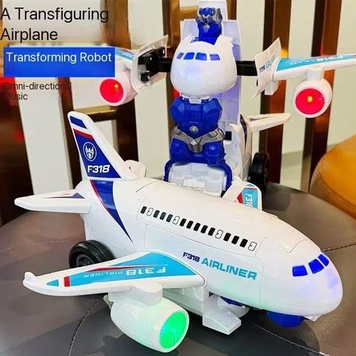 Children's large passenger plane automatic deformation robot simulation aircraft universal sound and light electric toy