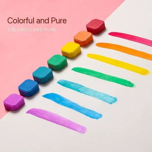 Solid watercolor paint powder set 48 colors iron box beginner 10-piece set children's DIY hand-painted