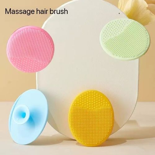 （got three）Baby shampoo brush silicone shampoo brush baby shampoo artifact massage brush face brush baby shampoo comb shampoo comb