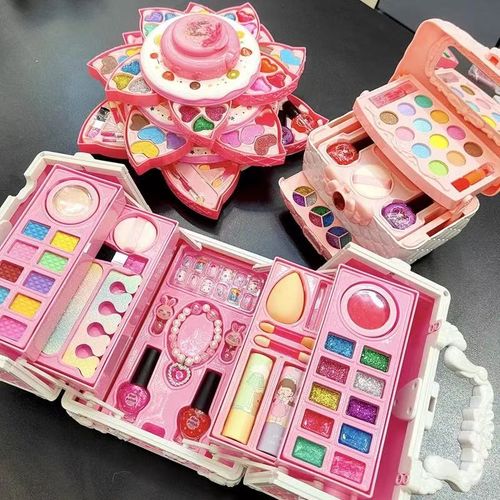 Children's cosmetic set, girl's toy, little princess makeup box, birthday gift.