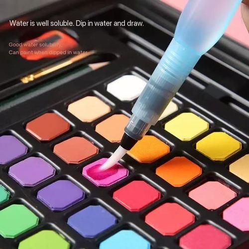 Solid watercolor paint powder set 48 colors iron box beginner 10-piece set children's DIY hand-painted