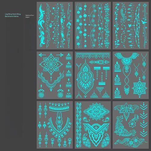 Henna luminous white tattoo stickers high-end face stickers henna arm stickers