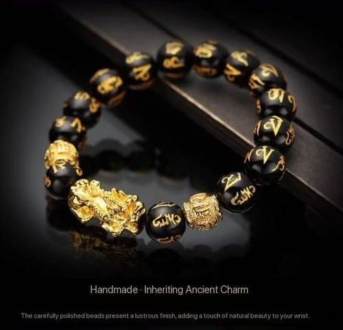 Auspicious Pixiu, black gold colorful bead necklace, mirror-like luster brings wealth and fortune, versatile luxury jewelry