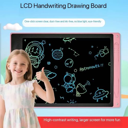 LCD writing tablet for children, drawing board, doodle and drawing, full-size LCD writing tablet with erasable text.