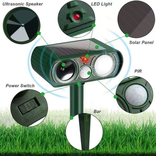 Outdoor solar ultrasonic animal repellent, mouse repellent, bird repellent, dog repellent, rabbit repellent, deer repellent, drive