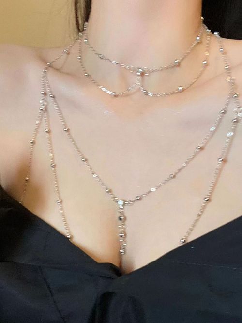 Purely seductive style, braided body chain, European and American style bodychain, sexy necklace, low-cut back chain decoration