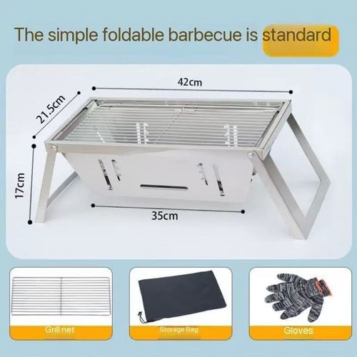 A new type of stainless steel barbecue grill for home use, indoor and outdoor camping, charcoal, portable folding integrated barbecue rack