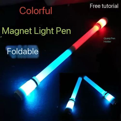 Folding rotating pen, luminous rotating pen, anti-fall light pen, magnetic rotating pen