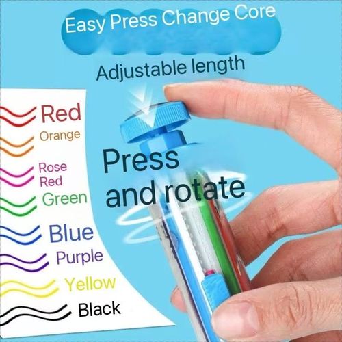 8 in 1 rotating multi-color crayons, no dirty hands crayons, portable children's plastic 8-color push crayons