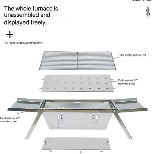 A new type of stainless steel barbecue grill for home use, indoor and outdoor camping, charcoal, portable folding integrated barbecue rack
