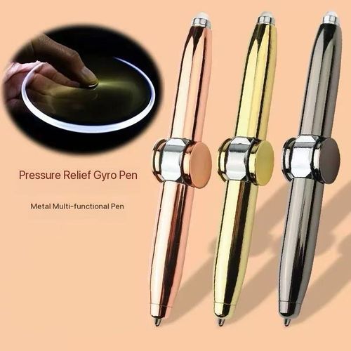 Creative luminous finger gyroscope pen rotating lighting metal fingertip gyroscope ballpoint pen multifunctional boredom relief pen