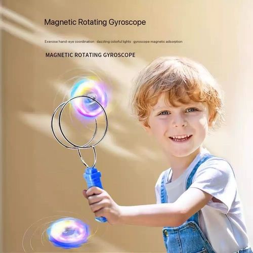 Magic flying luminous gyroscope track magnetic magic luminous gyroscope children's hand-eye-brain coordination training small toy