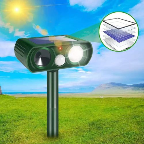 Outdoor solar ultrasonic animal repellent, mouse repellent, bird repellent, dog repellent, rabbit repellent, deer repellent, drive
