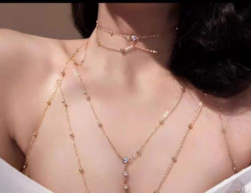 Purely seductive style, braided body chain, European and American style bodychain, sexy necklace, low-cut back chain decoration