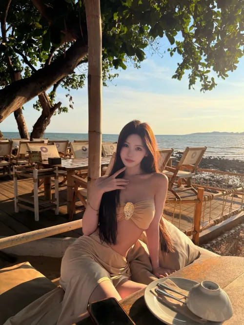 Mermaid Light gold strapless gold style high slit suit skirt island goddess style swimsuit