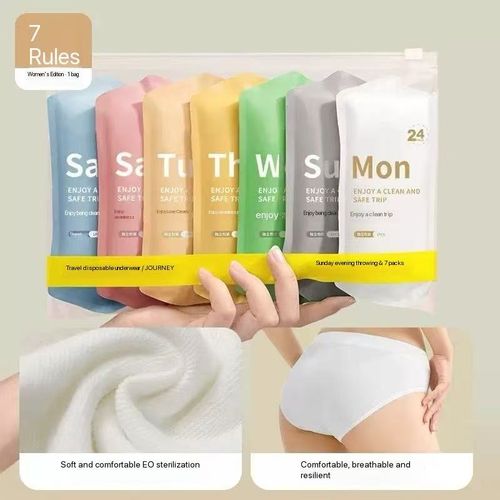 7-pack disposable underwear for women, travel sterile pants, postpartum women, menstrual period, plus size shorts, no wash, day throw pants