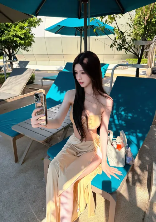 Mermaid Light gold strapless gold style high slit suit skirt island goddess style swimsuit