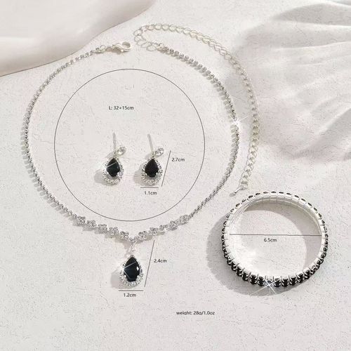 Explosive set with water droplet shaped zircon water droplet pendant, simple women's set with elegant collarbone chain