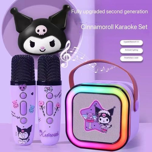 Kuromi Microphone Audio Microphone Children's Karaoke Bluetooth Singing Wireless Flash Cartoon Audio Gift