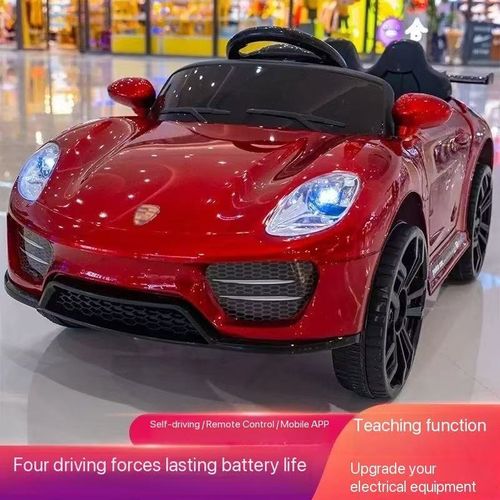 Children's electric car, seat-friendly, rechargeable, toy car with remote control, music, double doors